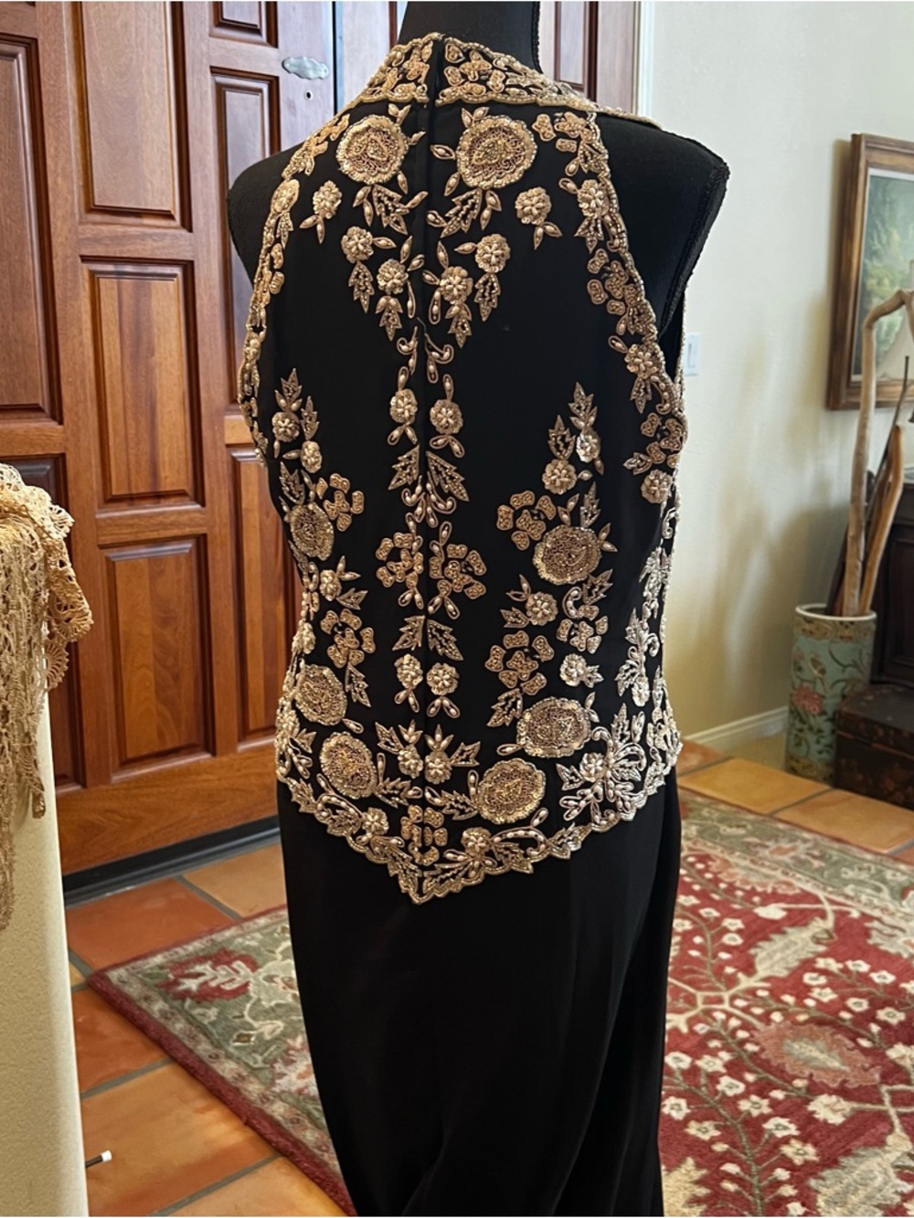 JKara Black Beaded Sleeveless Evening Gown Size 12 - Picture 7 of 13